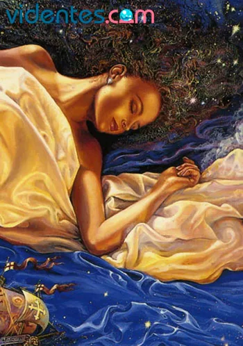 Persona dormida rodeada de símbolos oníricos que representan la interpretación de los sueños