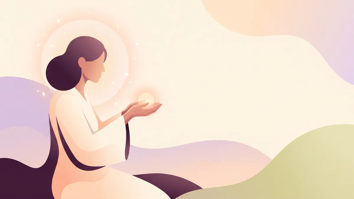 Persona con un aura luminosa sosteniendo una pequeña luz entre las manos